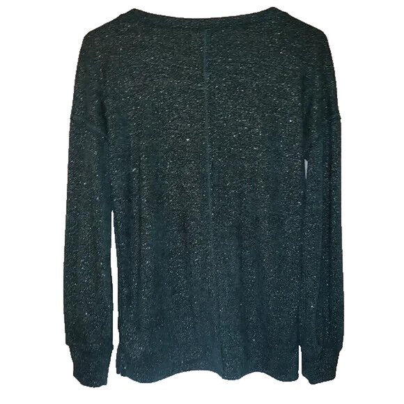 Vintage Y2K Maurices Green Knit Sweater XS Silver Sparkle Cozy Winter Layer - Picture 2 of 8
